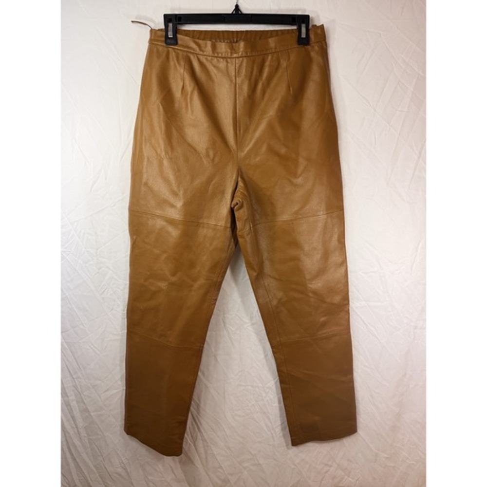 Terry Lewis Classic Luxuries Genuine‎ Leather Brown Women's Pants sz 10- EUC